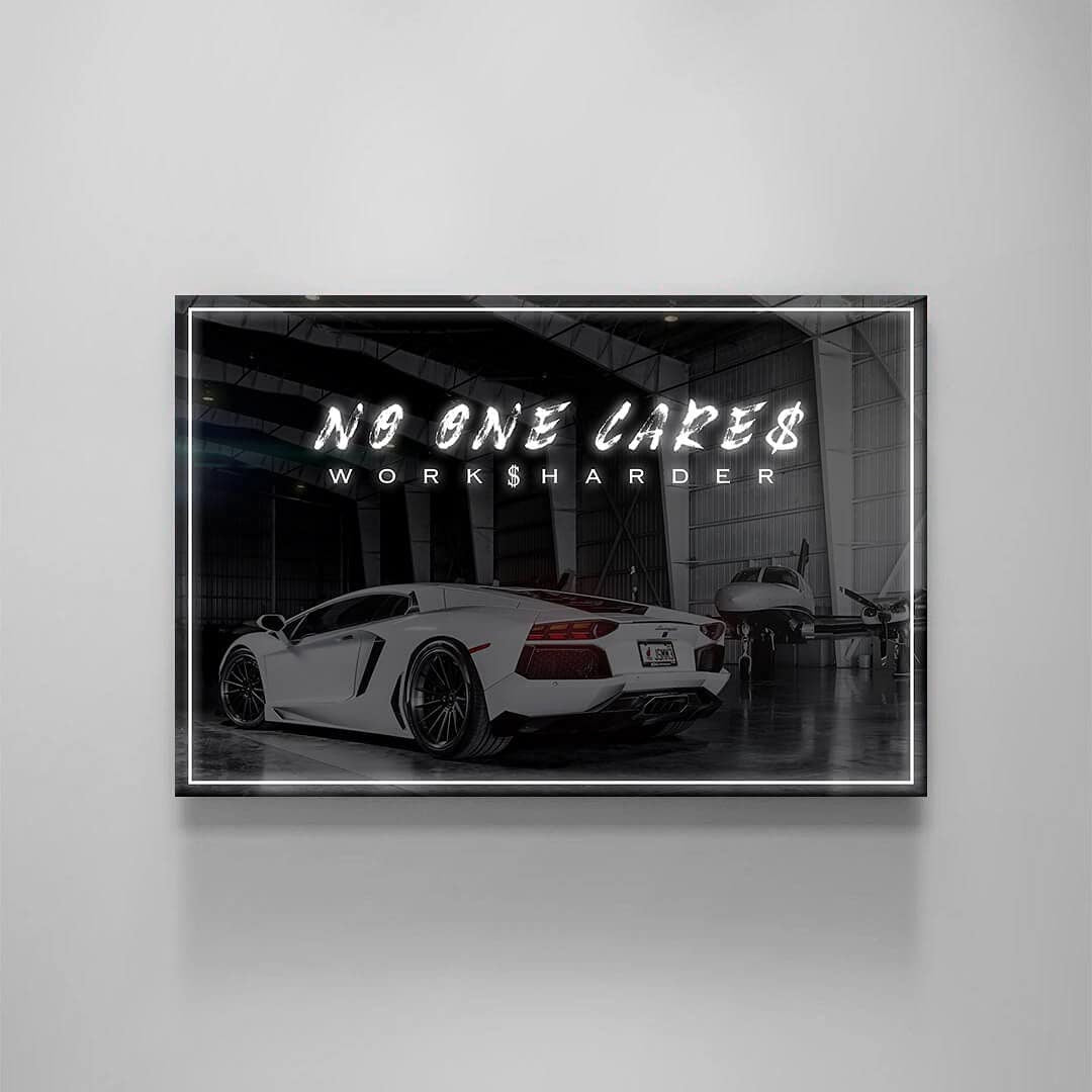 Lamborghini Motivational Wall Art Canvas Print Office Decor Inspirational Quote Hard Worker Gets the Plane Lambo Sport Car Poster