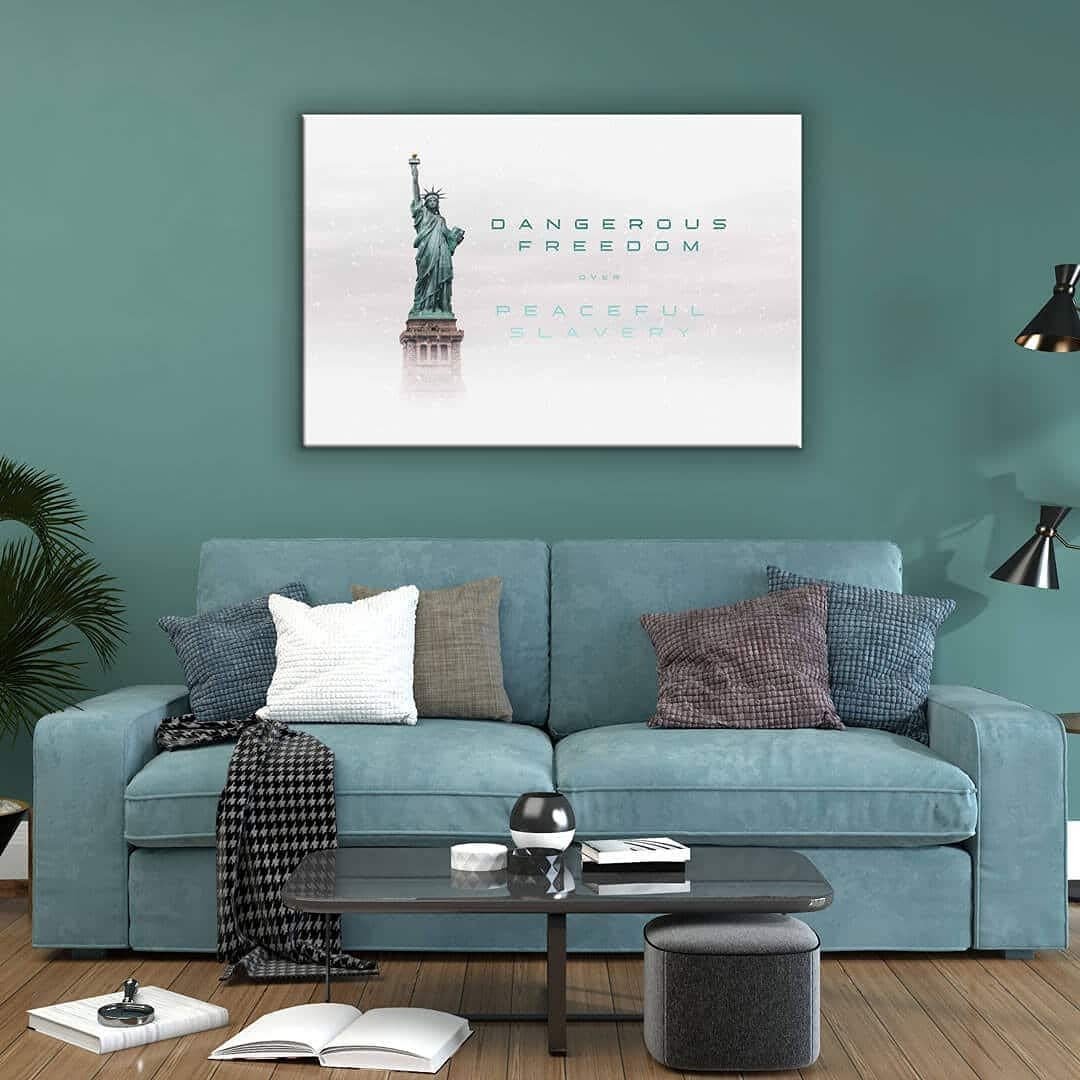 USA Canvas Quote Motivational Design Statue of Liberty Canvas Never Give Up