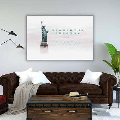 USA Canvas Quote Motivational Design Statue of Liberty Canvas Never Give Up