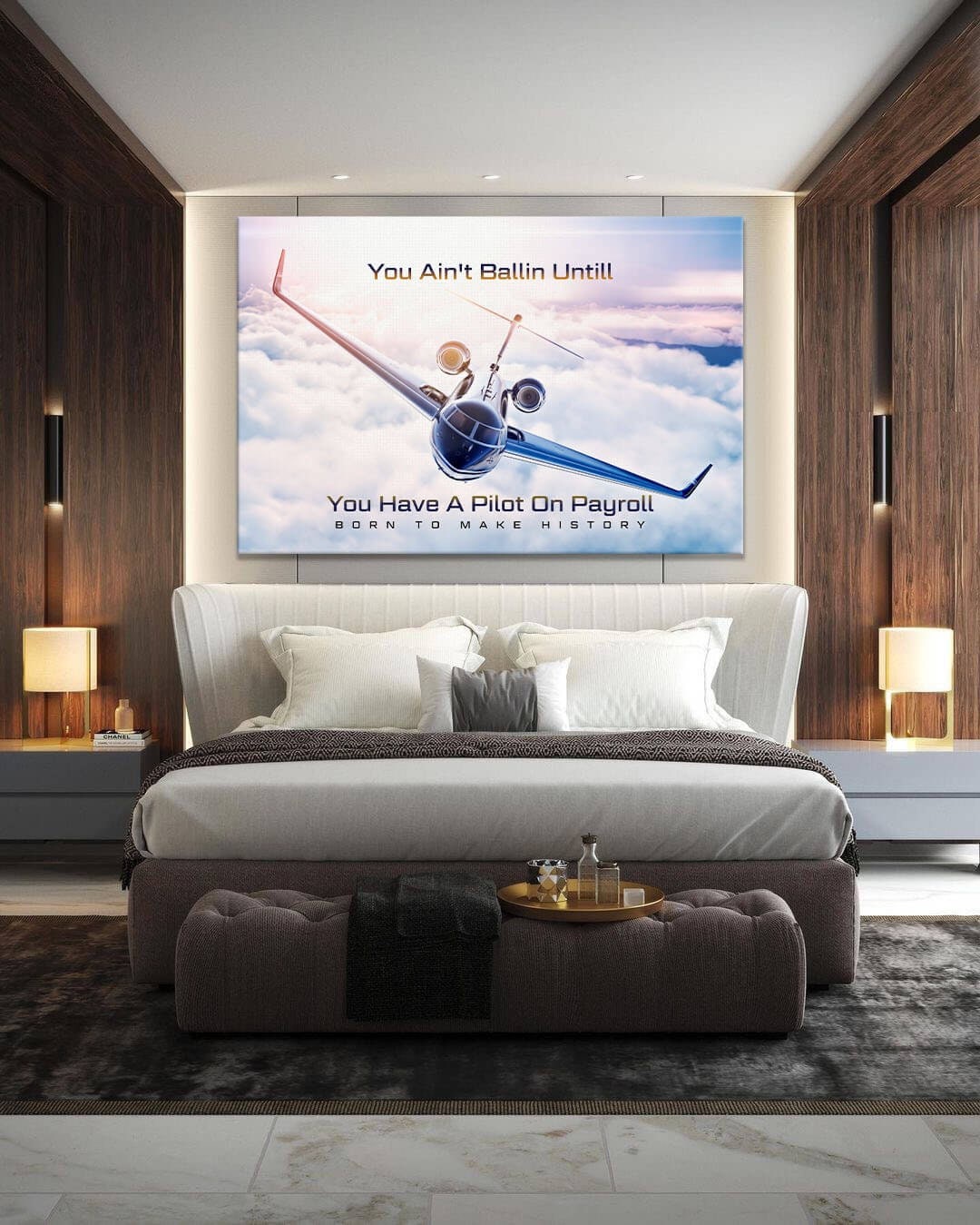 Private Jet Motivational Wall Art Canvas Print Office Decor Entrepreneur Inspirational Quote Pilot on Payroll Success Quote Business Poster