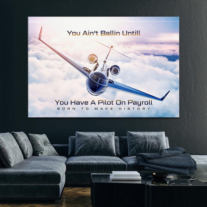 Private Jet Motivational Wall Art Canvas Print Office Decor Entrepreneur Inspirational Quote Pilot on Payroll Success Quote Business Poster