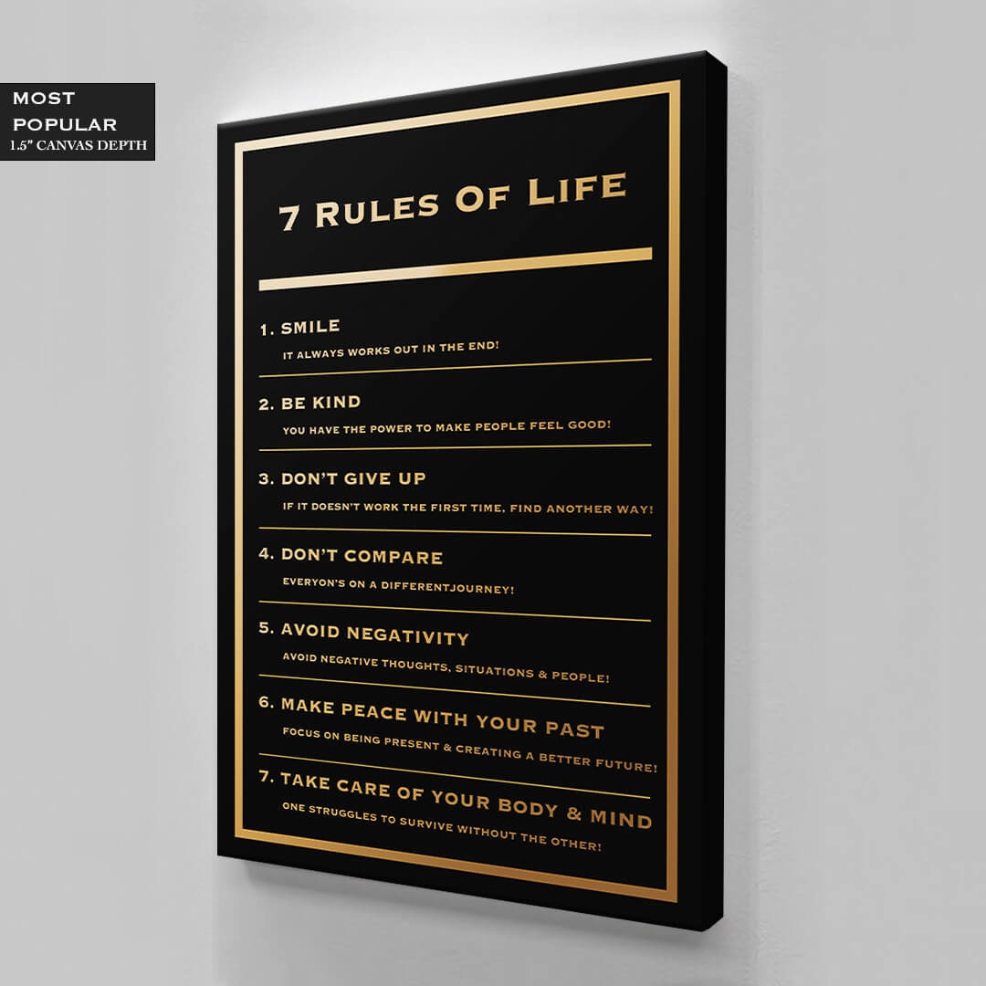 Motivational office decor canvas print inspirational SUCCESS art 7 rules of life SUCCESS home office wall decor living room canvas poster