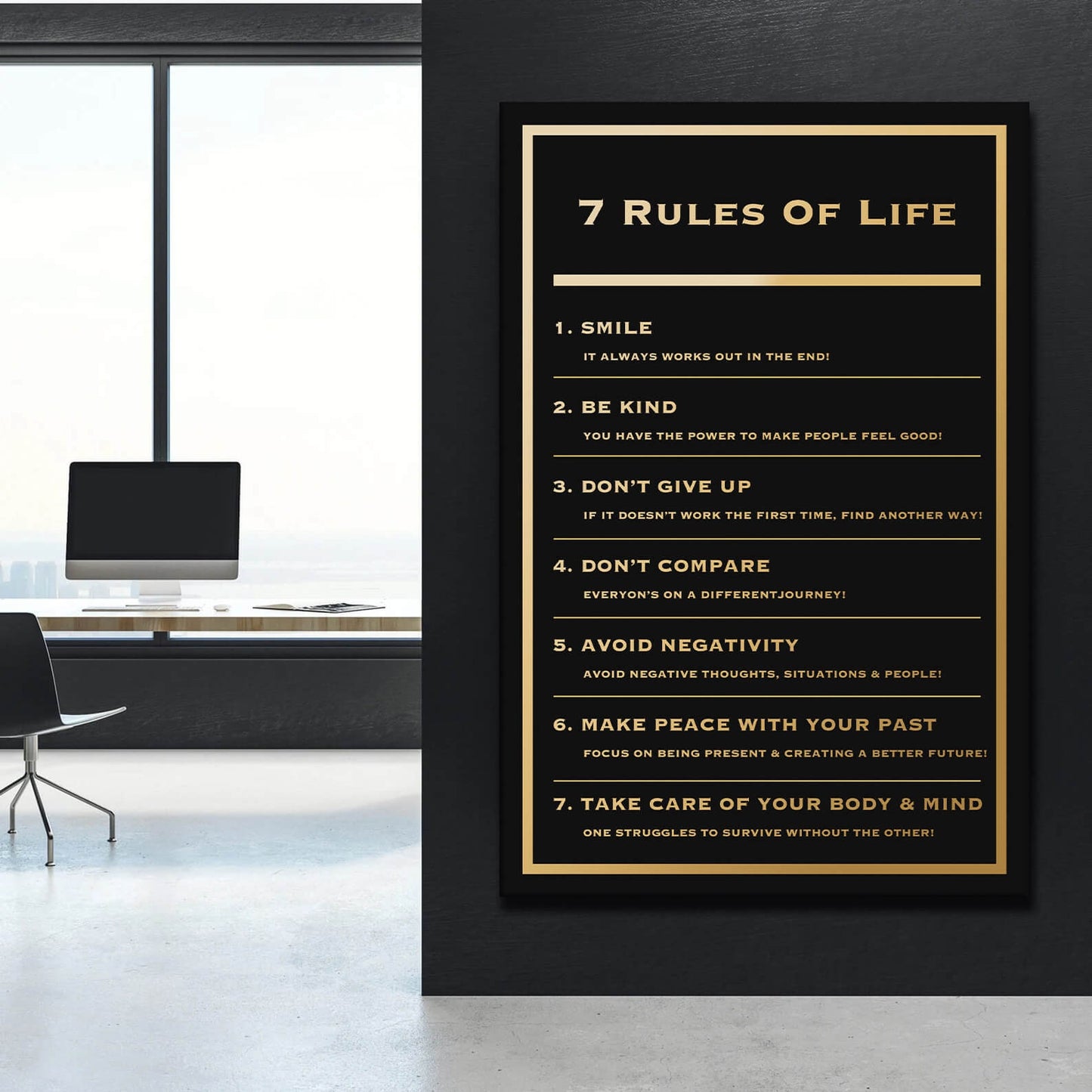 Motivational office decor canvas print inspirational SUCCESS art 7 rules of life SUCCESS home office wall decor living room canvas poster