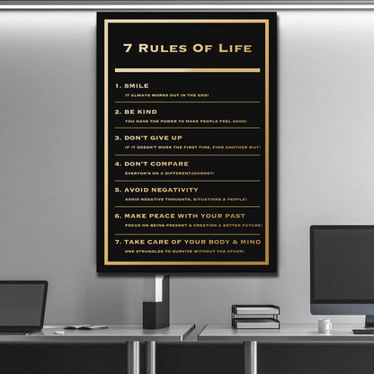 Motivational office decor canvas print inspirational SUCCESS art 7 rules of life SUCCESS home office wall decor living room canvas poster