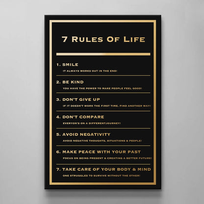 Motivational office decor canvas print inspirational SUCCESS art 7 rules of life SUCCESS home office wall decor living room canvas poster