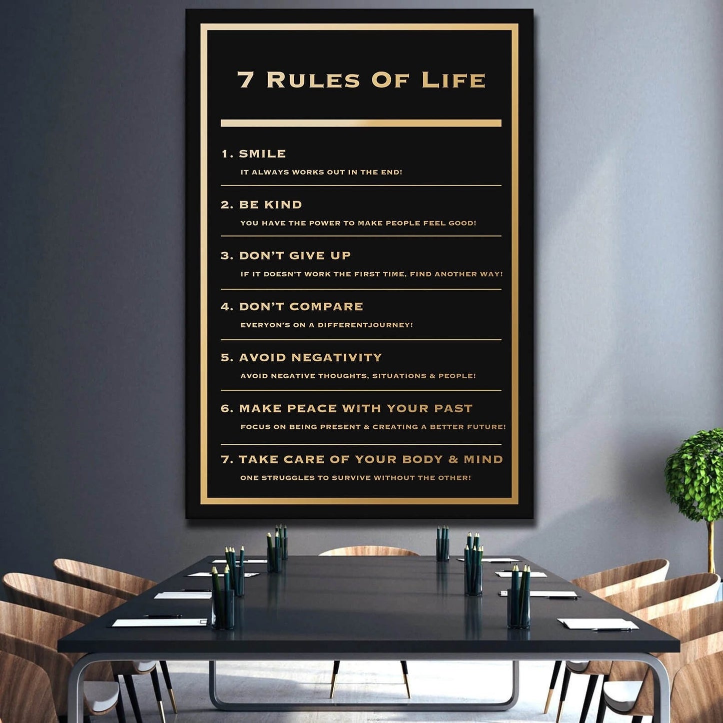 Motivational office decor canvas print inspirational SUCCESS art 7 rules of life SUCCESS home office wall decor living room canvas poster