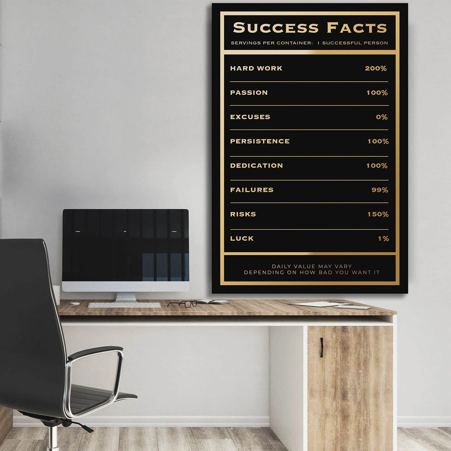 Motivational office decor canvas print inspirational SUCCESS art success facts home office wall decor living room canvas poster