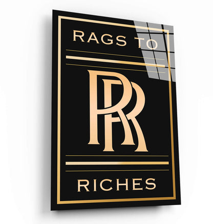 Rags to Riches Motivational Acrylic or Metal Print Inspirational Office Art Luxury Rich Quote Poster New Year Resolution Gift Modern Art