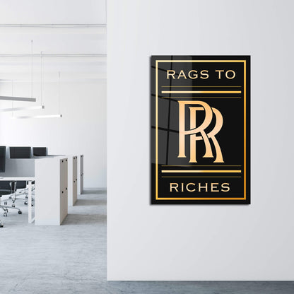 Rags to Riches Motivational Acrylic or Metal Print Inspirational Office Art Luxury Rich Quote Poster New Year Resolution Gift Modern Art