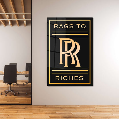 Rags to Riches Motivational Acrylic or Metal Print Inspirational Office Art Luxury Rich Quote Poster New Year Resolution Gift Modern Art