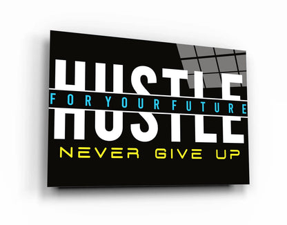 Acrylic or Metal Poster Gloss Print Hustle Humble Never Give Up High Resolution Vivid Colors Best Quality Modern Office Poster