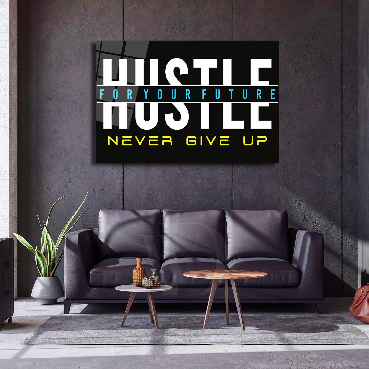 Acrylic or Metal Poster Gloss Print Hustle Humble Never Give Up High Resolution Vivid Colors Best Quality Modern Office Poster