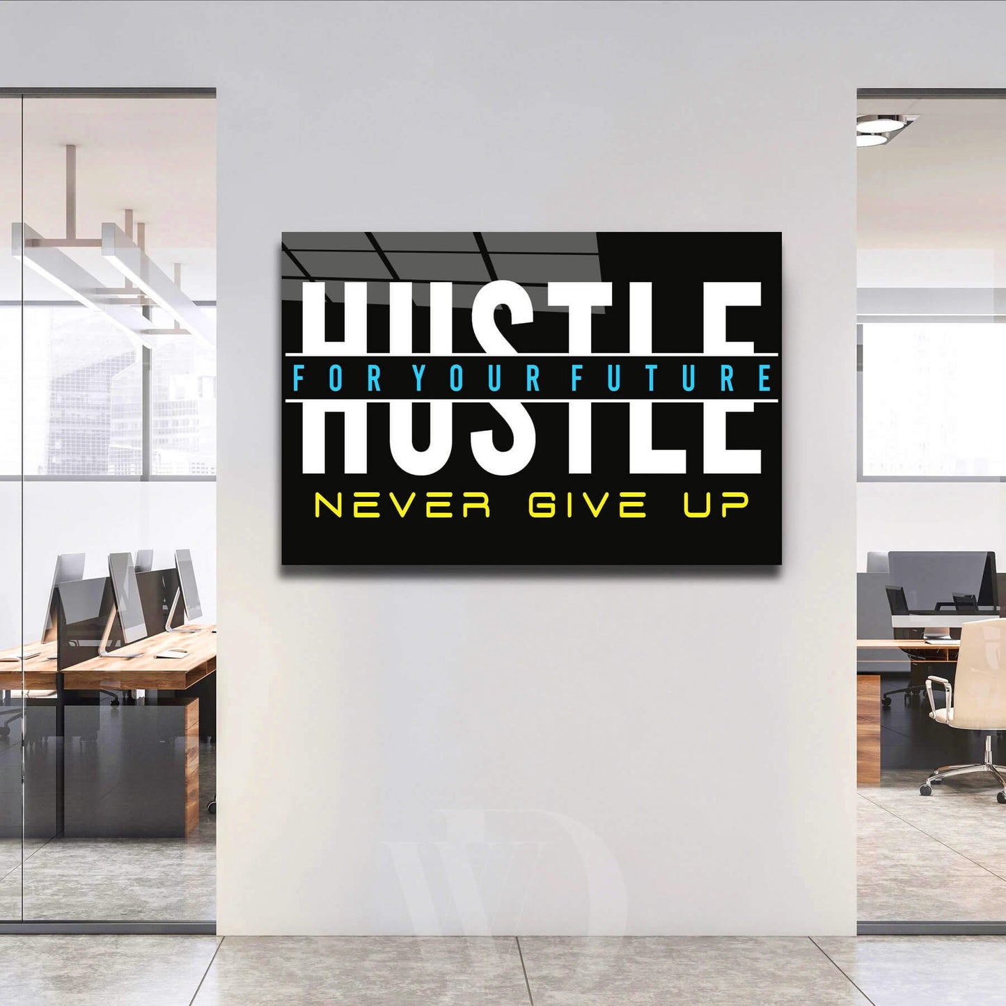 Acrylic or Metal Poster Gloss Print Hustle Humble Never Give Up High Resolution Vivid Colors Best Quality Modern Office Poster