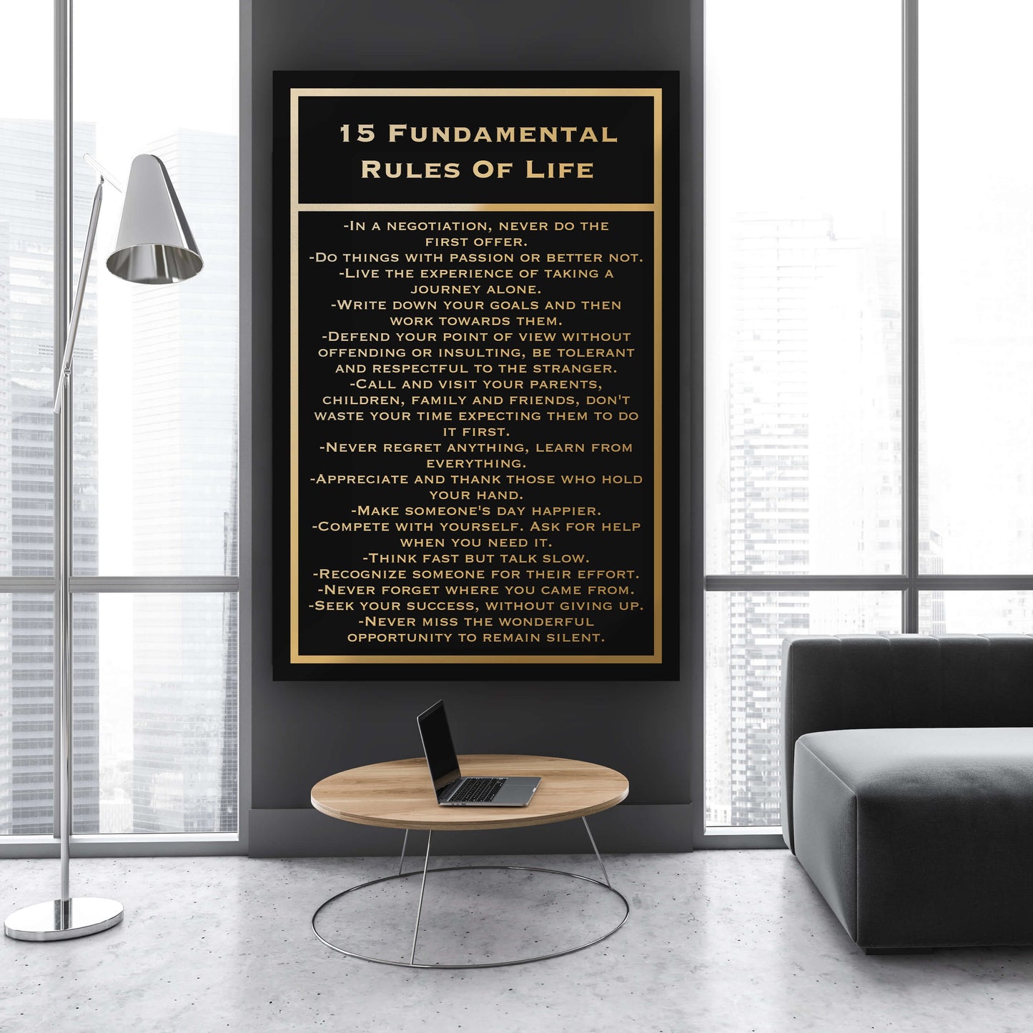 Inspirational office decor canvas acrylic motivational SUCCESS art 15 rules for SUCCESS in life home wall quote living room poster