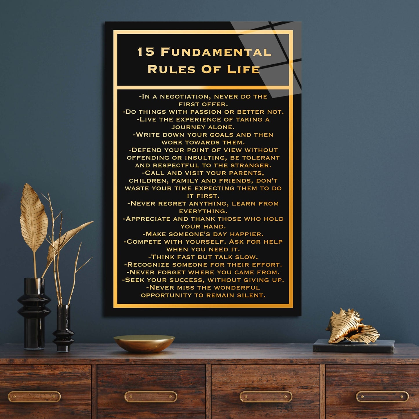 Inspirational office decor canvas acrylic motivational SUCCESS art 15 rules for SUCCESS in life home wall quote living room poster