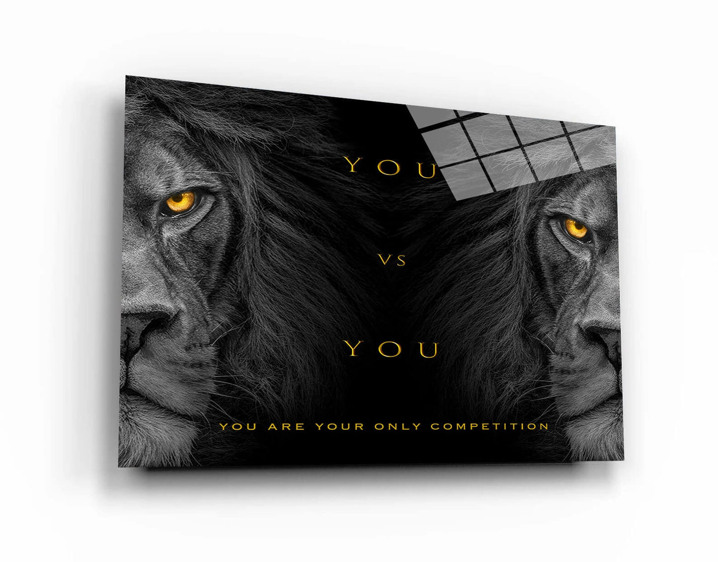 You vs You Art - Acrylic Metal or Canvas Poster Print - Adult Wild Lion Motivational Wall Art - Competition Inspirational Office Art Decor