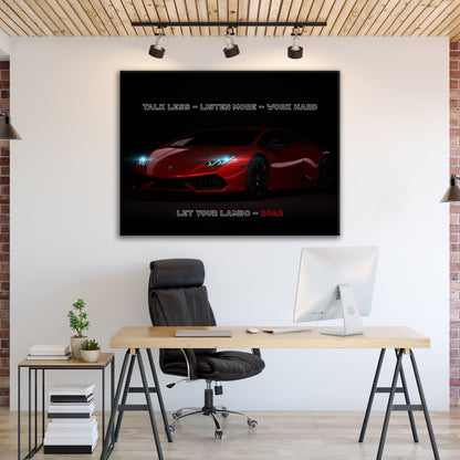 Motivational Acrylic or Canvas Poster Print Red Lambo Car Let Your Lambo Roar Art Inspirational Entrepreneur Home Office Decor