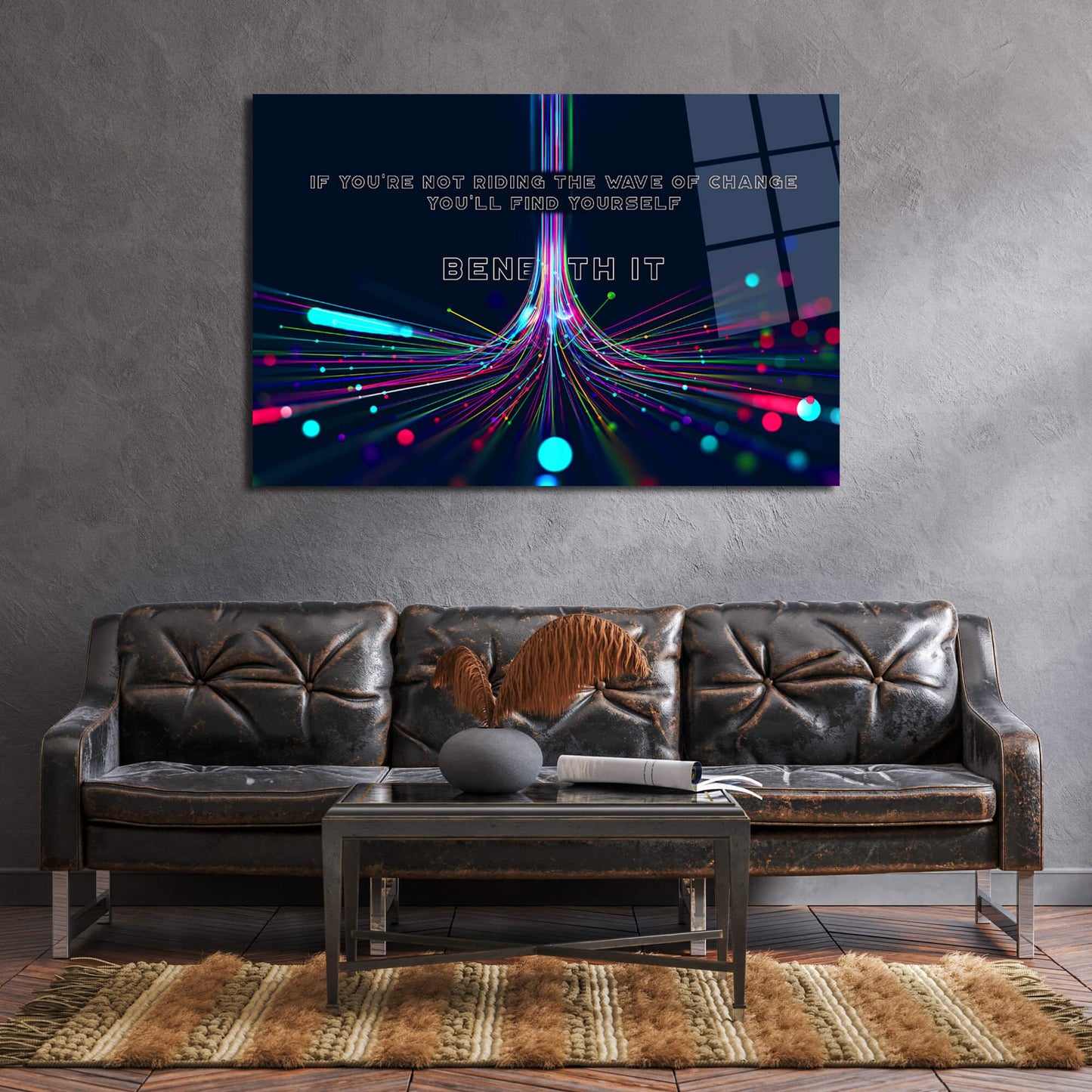 Wave of Change - Motivational Inspirational Entrepreneur Quote Art - Acrylic Metal or Canvas Poster Print - Living Room Office Futuristic Decor