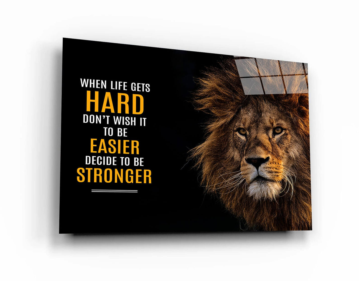 Lion Motivational Quote Metal Poster Home Wall Decor Lion Inspirational Art When Life Gets Hard Decide to Be Stronger Entrepreneur Poster