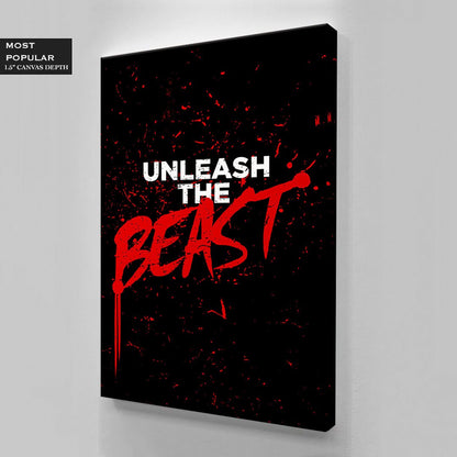 Unleash the Beast Art - Motivational Canvas - Unstoppable Gym Monster Poster - Bold Gym Statement Sign - Acrylic Print Bodybuilding Metal Print