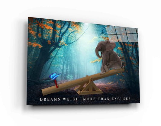 Dreams Weigh More Than Excuses Canvas Motivational Metal Poster Print Inspirational Acrylic Wall Art Dreaming Hustle Office Art Decor