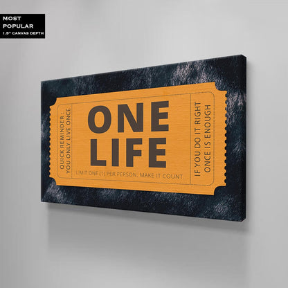 One Life Ticket Canvas You Only Live Once Carpe Diem Metal Poster Live Today Inspirational Acrylic Wall Art Live Now and Make It Count