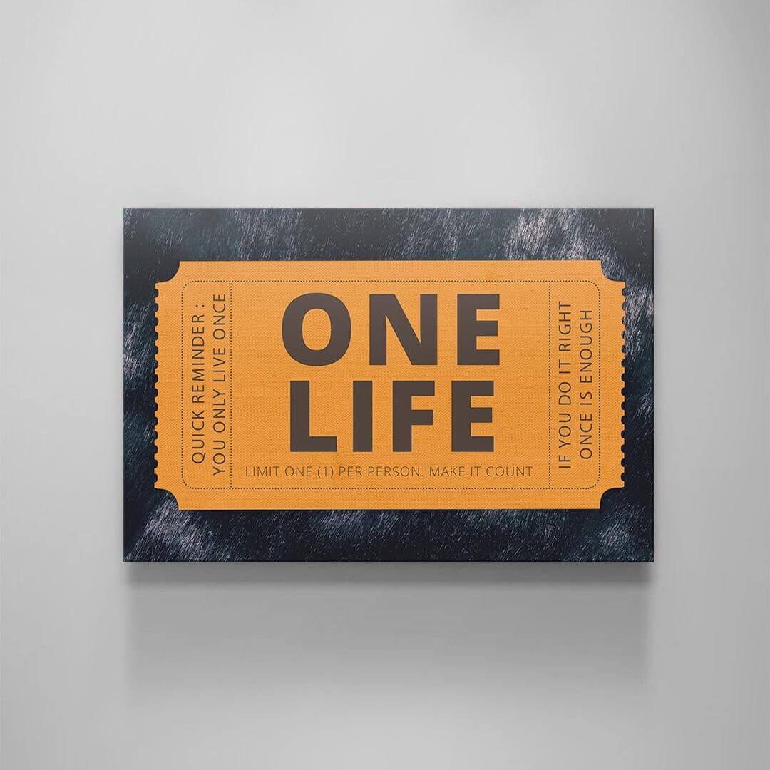 One Life Ticket Canvas You Only Live Once Carpe Diem Metal Poster Live Today Inspirational Acrylic Wall Art Live Now and Make It Count