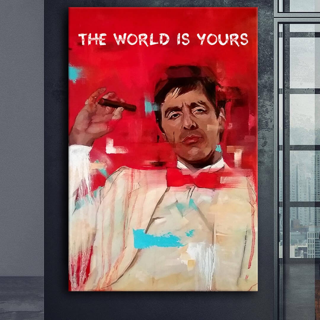 The World is Yours Canvas - Tony Montana Metal Poster Print - Scarface Inspirational Acrylic Wall Art