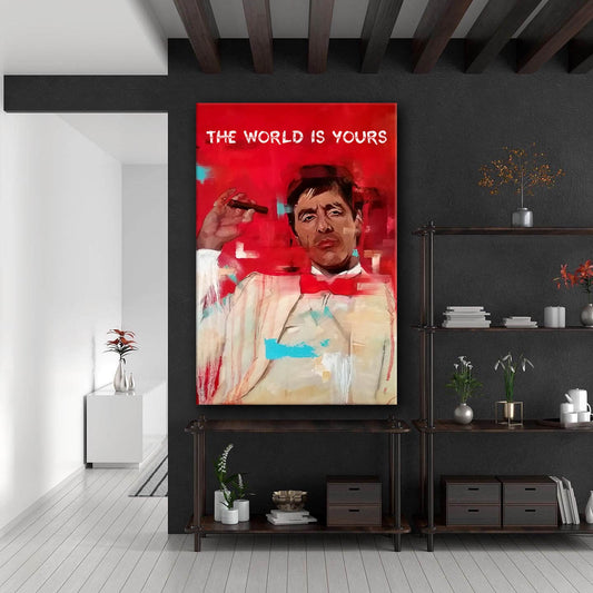 The World is Yours Canvas - Tony Montana Metal Poster Print - Scarface Inspirational Acrylic Wall Art