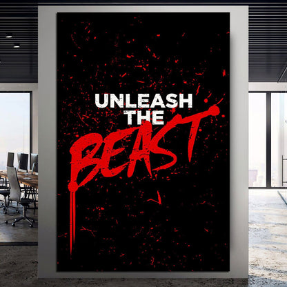 Unleash the Beast Art - Motivational Canvas - Unstoppable Gym Monster Poster - Bold Gym Statement Sign - Acrylic Print Bodybuilding Metal Print