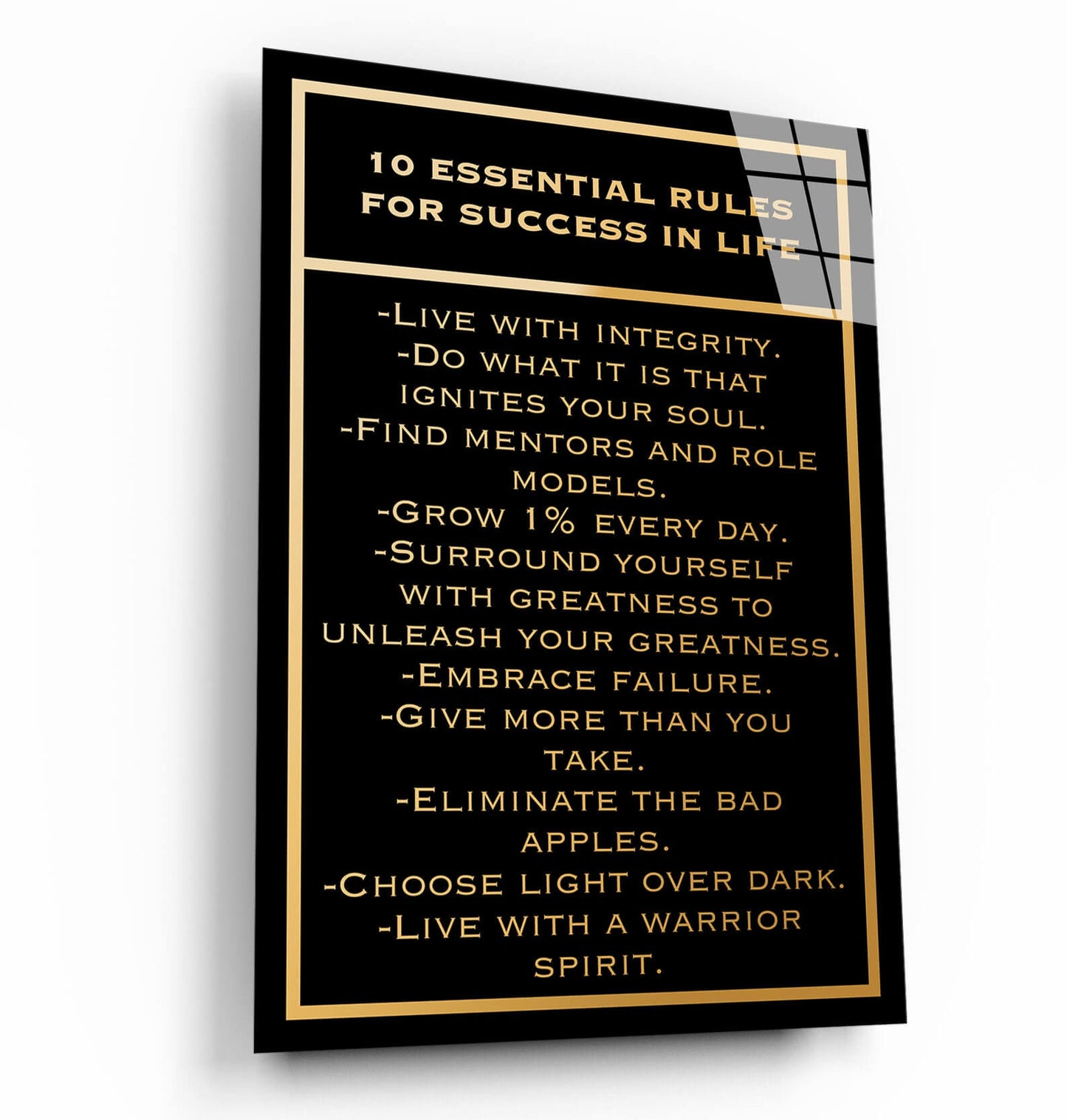 Motivational SUCCESS Art Canvas  Acrylic  Inspirational OFFICE Decor  10 Rules for SUCCESS in Life  Home Wall Quote