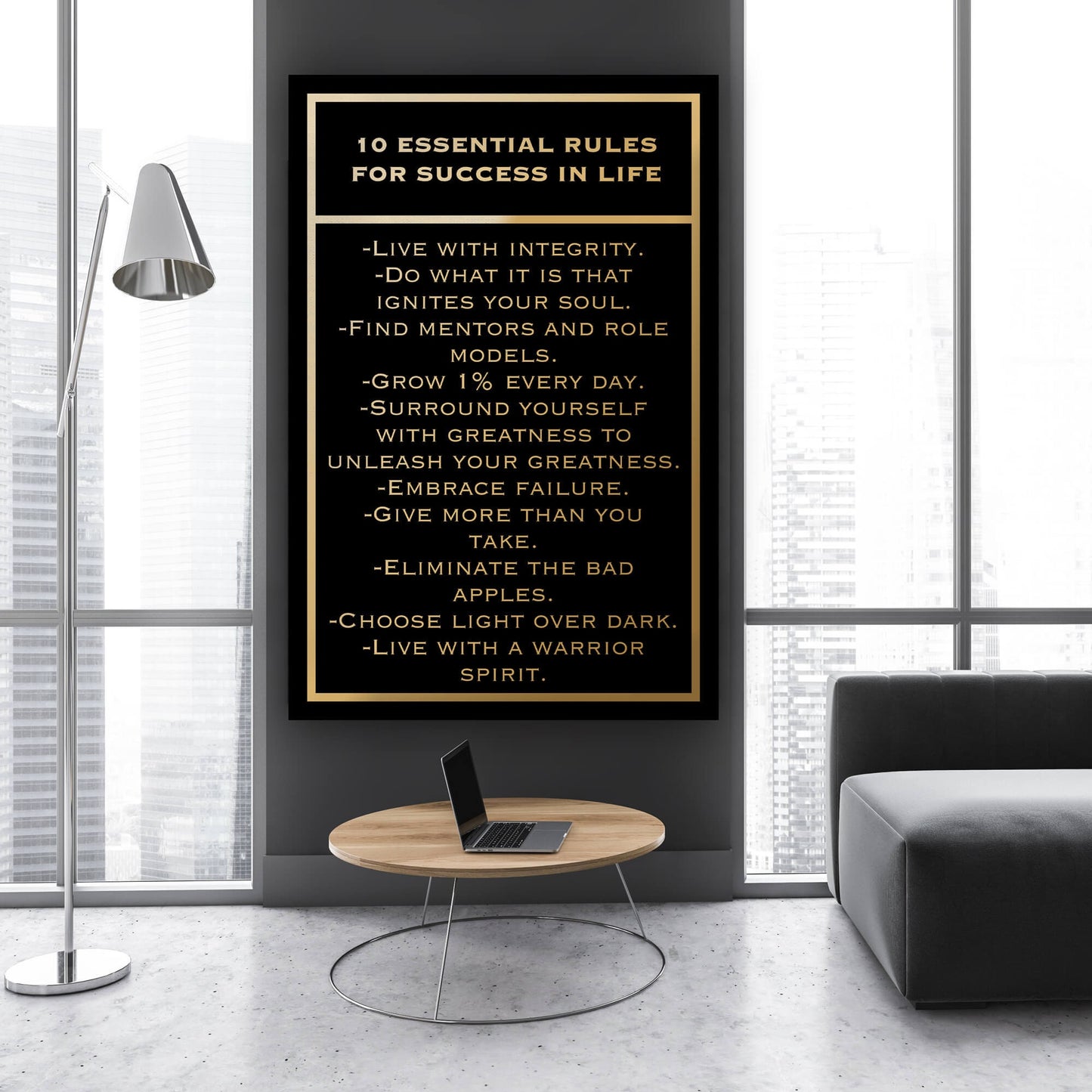 Motivational SUCCESS Art Canvas  Acrylic  Inspirational OFFICE Decor  10 Rules for SUCCESS in Life  Home Wall Quote