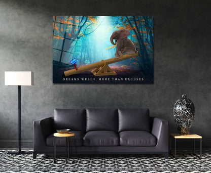 Dreams Weigh More Than Excuses Canvas Motivational Metal Poster Print Inspirational Acrylic Wall Art Dreaming Hustle Office Art Decor