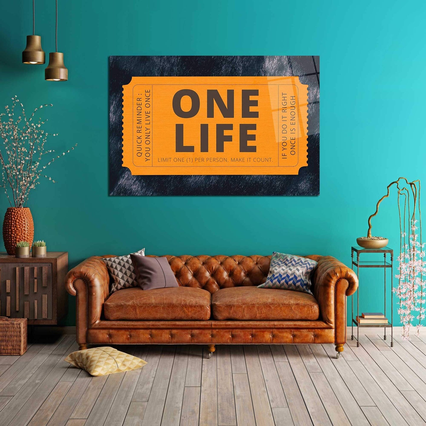 One Life Ticket Canvas You Only Live Once Carpe Diem Metal Poster Live Today Inspirational Acrylic Wall Art Live Now and Make It Count