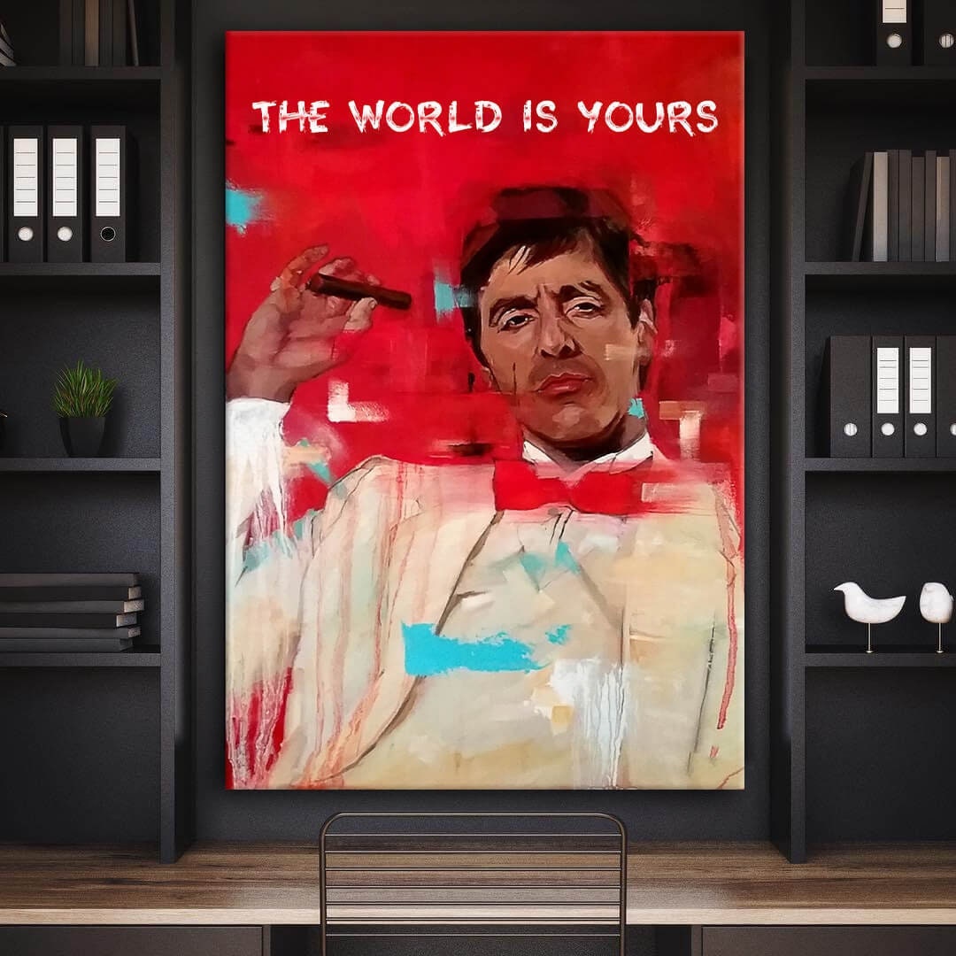 The World is Yours Canvas - Tony Montana Metal Poster Print - Scarface Inspirational Acrylic Wall Art