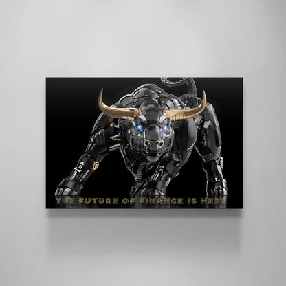 Miami Trade Bull Canvas Motivational Crypto Symbol Metal Poster Print Investment Financial Black Modern Bull Similar to New York Bull Art