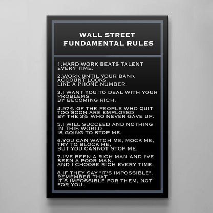 Motivational financial quotes canvas acrylic art inspirational SUCCESS quote Wall Street rules SUCCESS trader entrepreneur office print