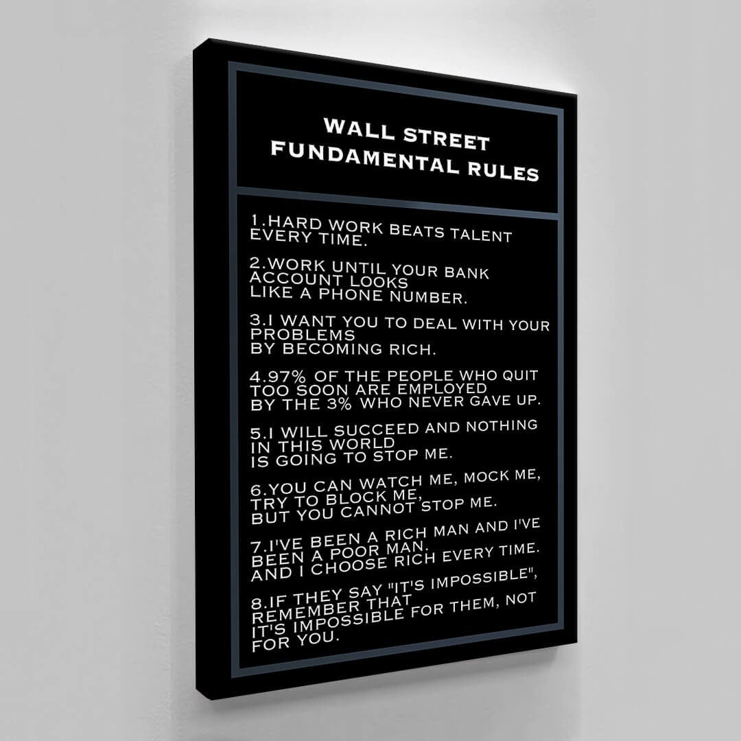 Motivational financial quotes canvas acrylic art inspirational SUCCESS quote Wall Street rules SUCCESS trader entrepreneur office print