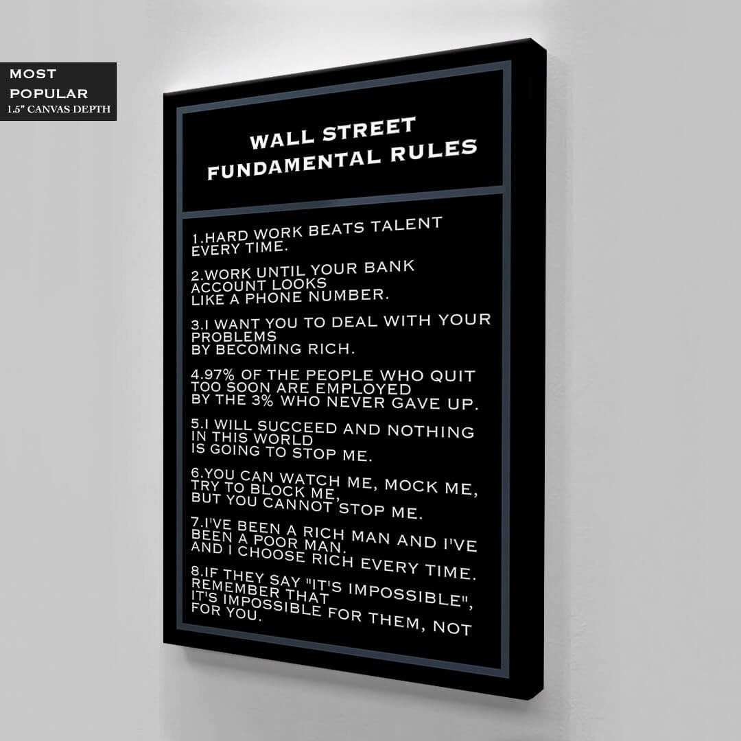 Motivational financial quotes canvas acrylic art inspirational SUCCESS quote Wall Street rules SUCCESS trader entrepreneur office print