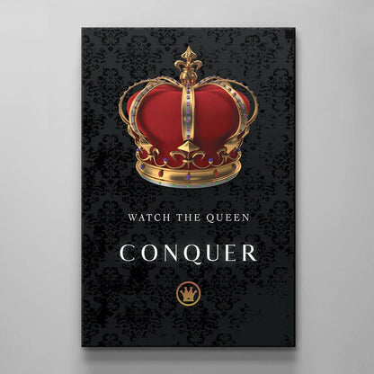 Watch the Queen Conquer Canvas - Crown Modern Acrylic or Metal Print Art - Her Room Wall Decor Canvas for Women Business Lady Entrepreneur