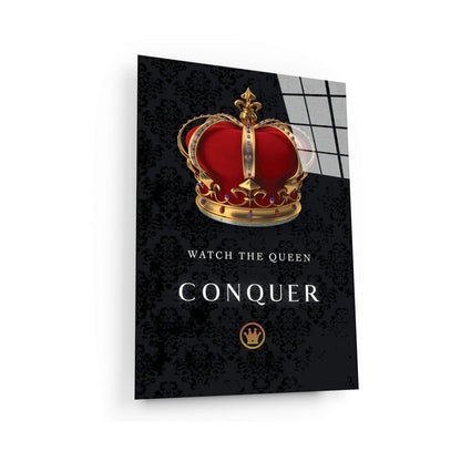 Watch the Queen Conquer Canvas - Crown Modern Acrylic or Metal Print Art - Her Room Wall Decor Canvas for Women Business Lady Entrepreneur