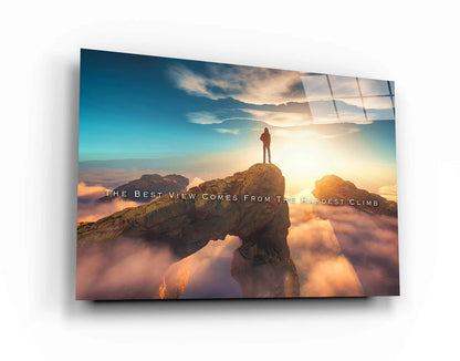 The Best View Comes from the Hardest Climb Motivational quote canvas acrylic wall art inspirational SUCCESS landscape breathtaking view entrepreneur art