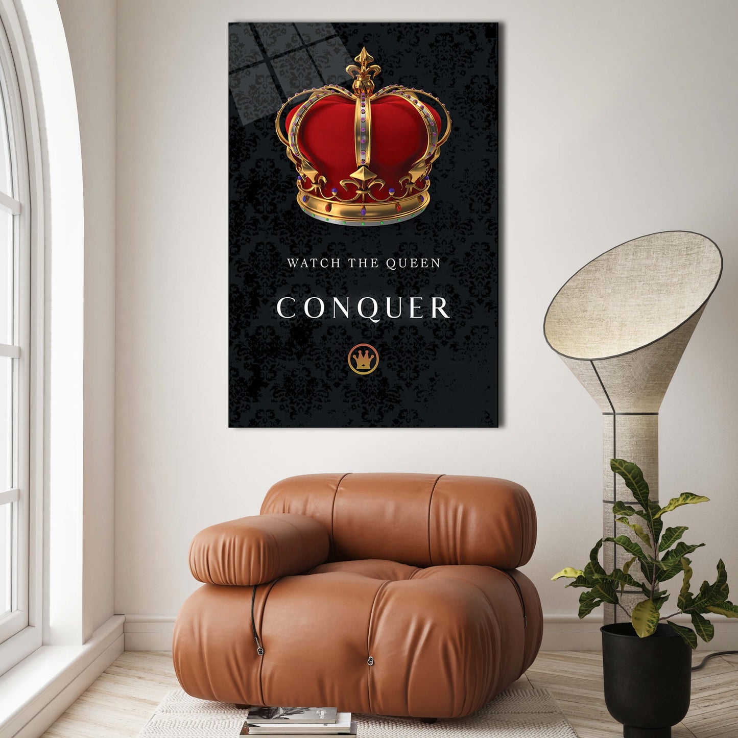 Watch the Queen Conquer Canvas - Crown Modern Acrylic or Metal Print Art - Her Room Wall Decor Canvas for Women Business Lady Entrepreneur