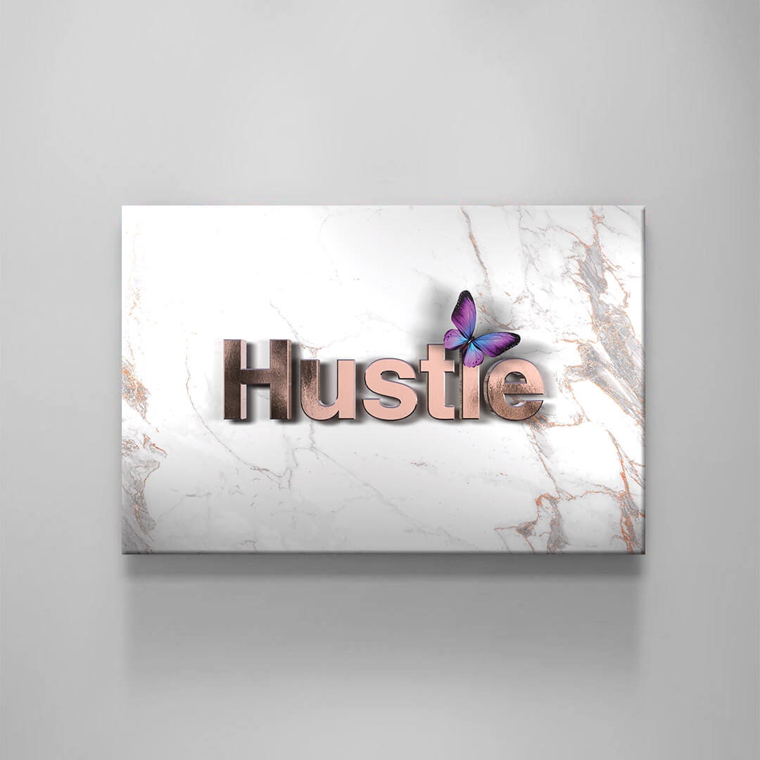 Hustle Butterfly Canvas Motivational Art Metal Poster Print Woman Inspirational Canvas Motivational Canvas for Her Girl Power Poster Art