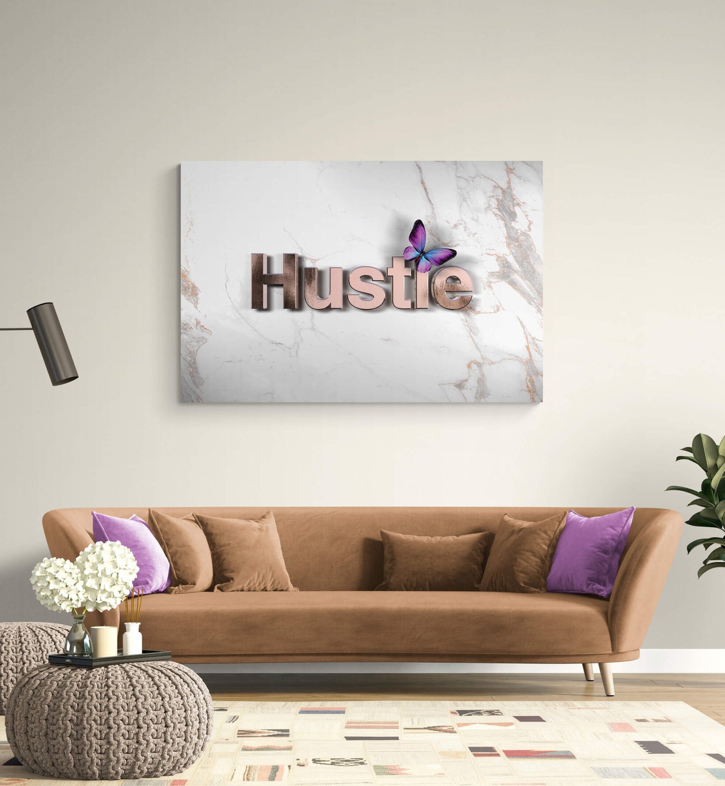 Hustle Butterfly Canvas Motivational Art Metal Poster Print Woman Inspirational Canvas Motivational Canvas for Her Girl Power Poster Art