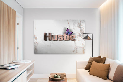 Hustle Butterfly Canvas Motivational Art Metal Poster Print Woman Inspirational Canvas Motivational Canvas for Her Girl Power Poster Art