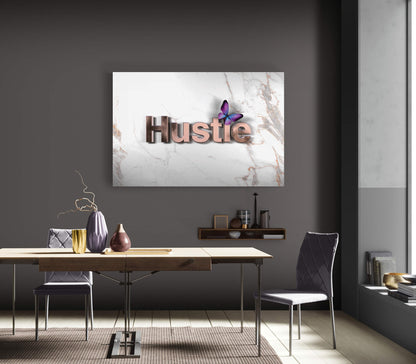 Hustle Butterfly Canvas Motivational Art Metal Poster Print Woman Inspirational Canvas Motivational Canvas for Her Girl Power Poster Art