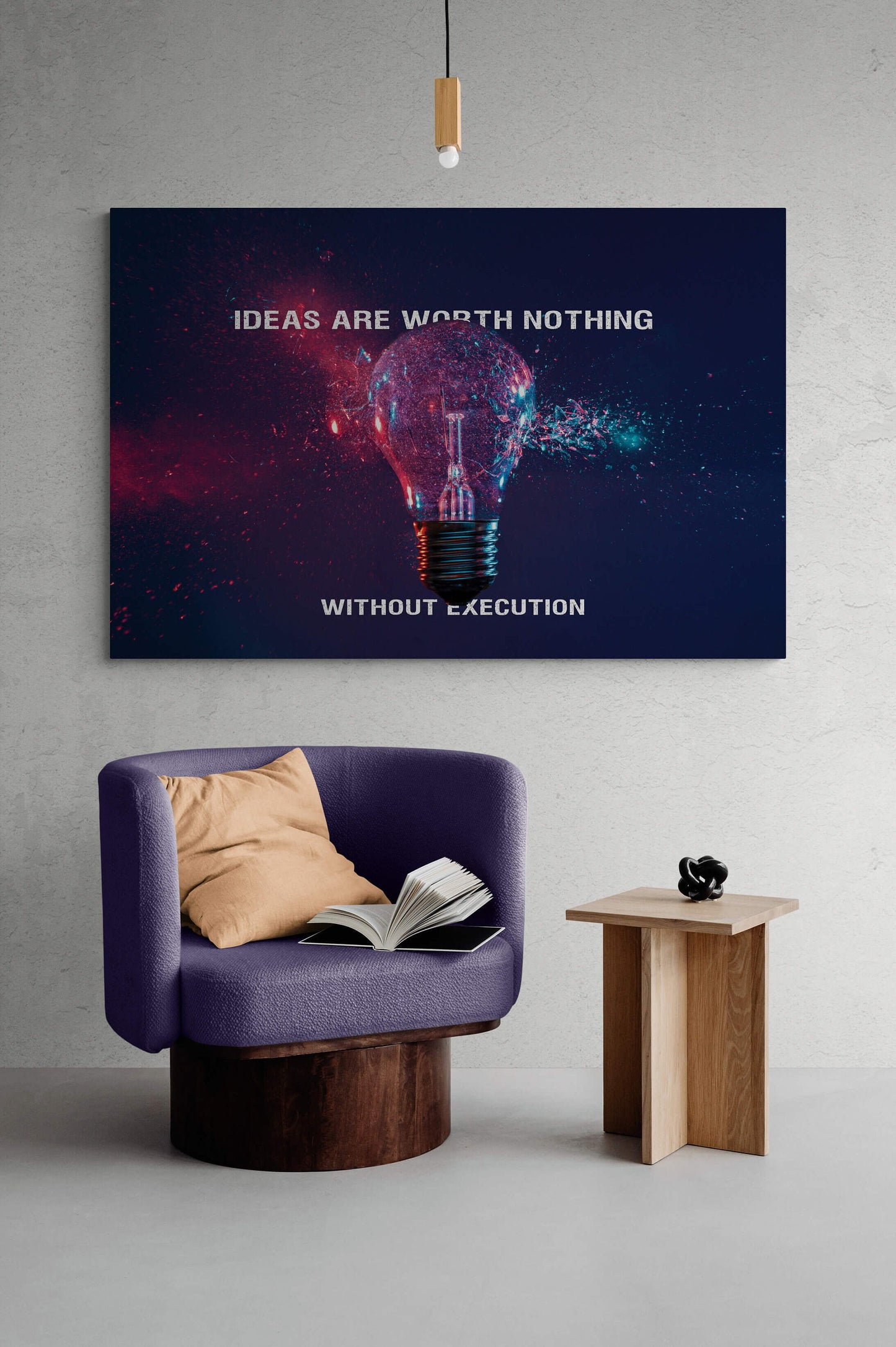 Ideas Worth Nothing Without Execution Canvas Motivational Office Metal Poster Print Entrepreneur Inspirational Quote Poster Decor