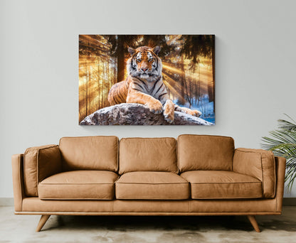 Adult Will Tiger Head abstract, art tiger in the woods gold Tiger art