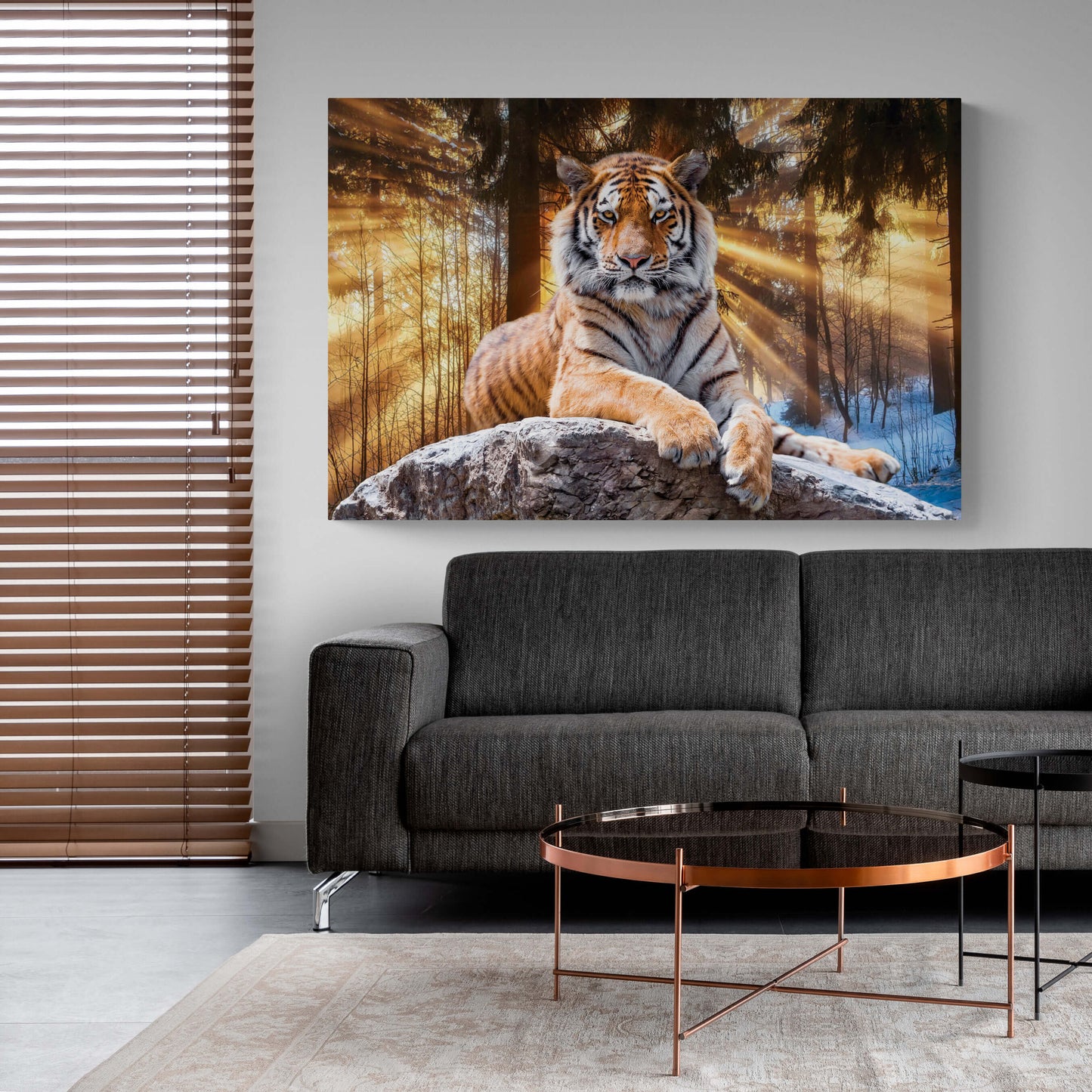 Adult Will Tiger Head abstract, art tiger in the woods gold Tiger art